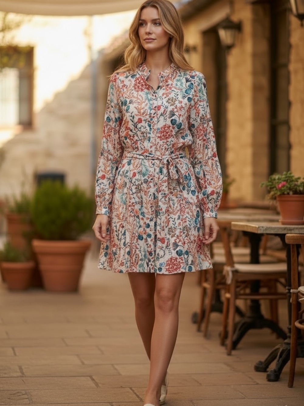 Boho Embroidered Mini Dress Chufy Resort Vacation Coastal  Size S